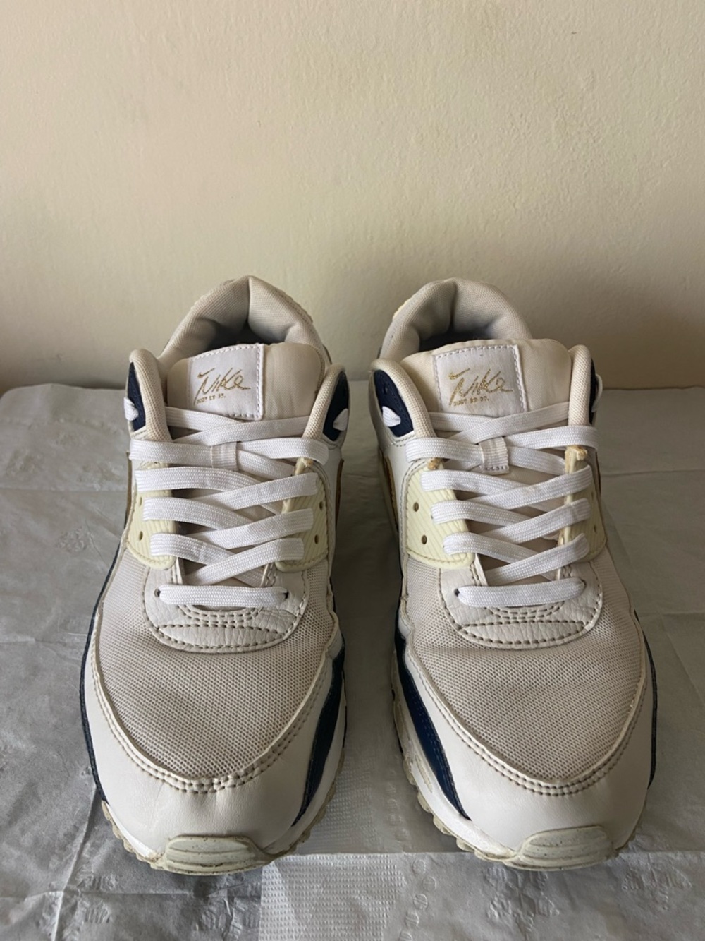 Nike Air Max 90 White and Navy Sneakers